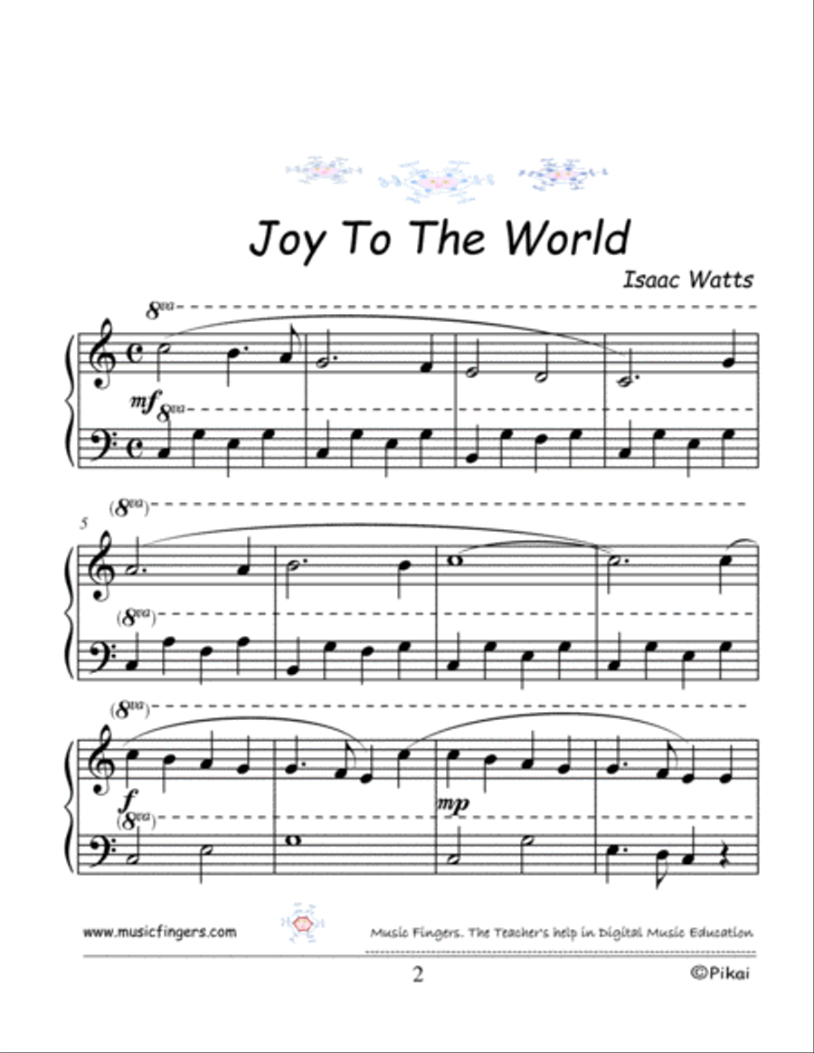 Joy to the World. Lev. 3 Easy Piano scores gallery preview page 2