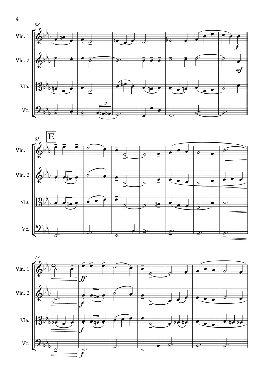 Eton Boating Song String Quartet scores gallery preview page 4