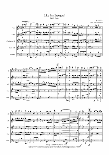 Fauré: Dolly Suite Op.56 Mvt.6 Le Pas Espagnol - wind quintet image number null
