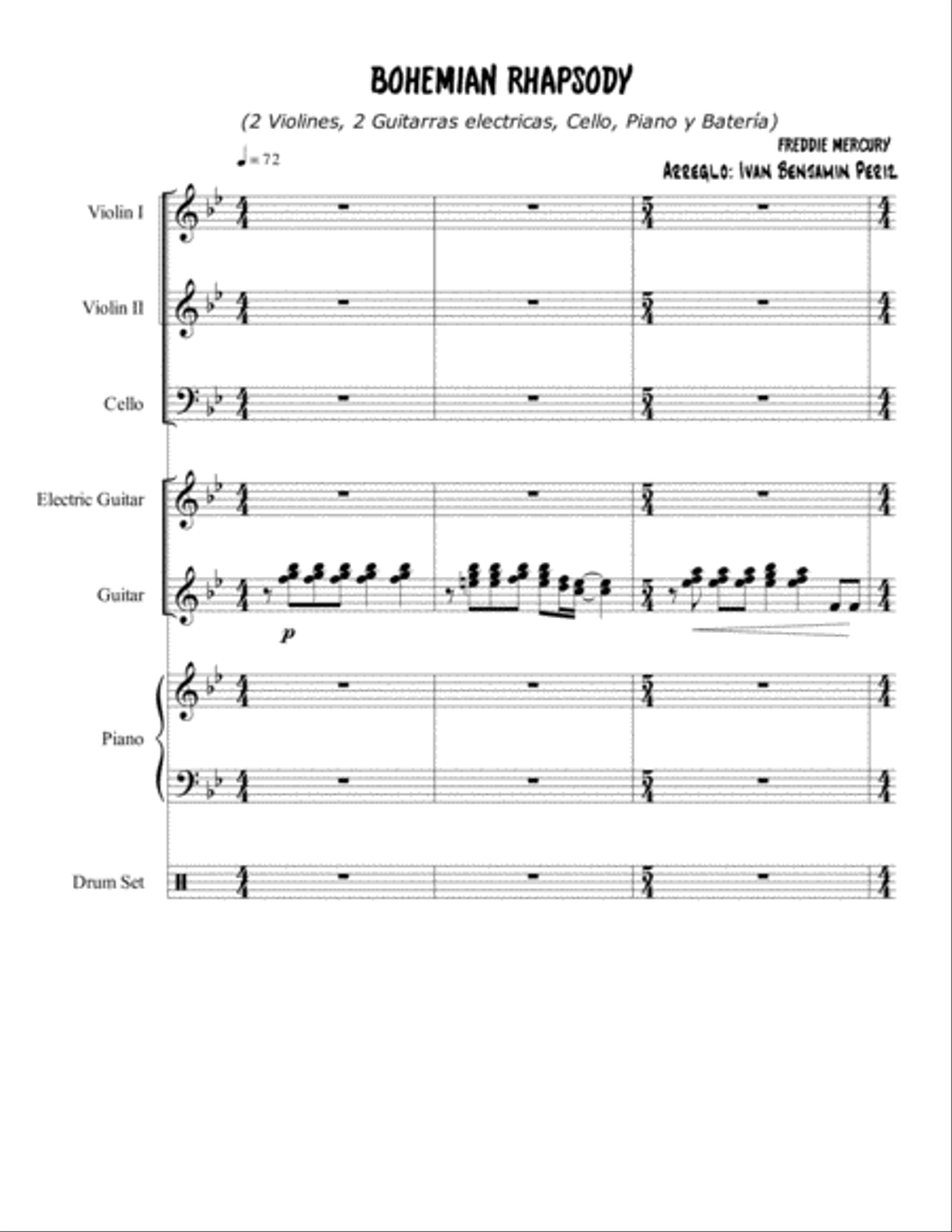 Bohemian Rhapsody Piano Trio scores gallery preview page 1