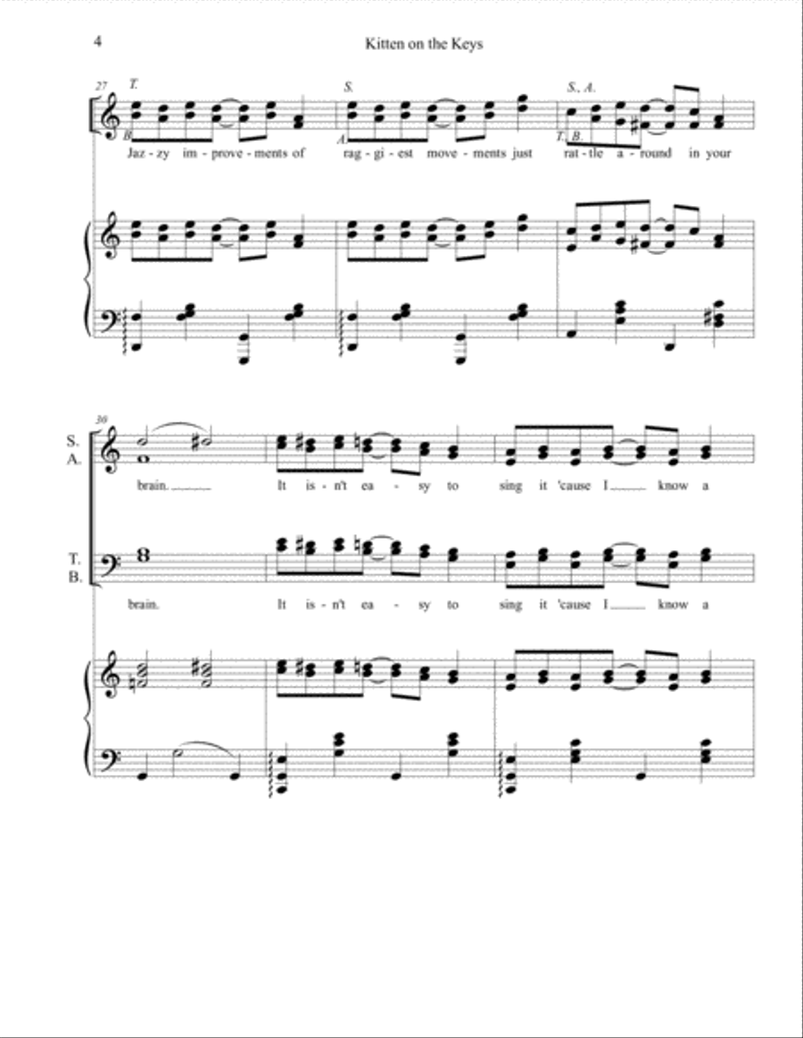 Kitten on the Keys 4-Part scores gallery preview page 4