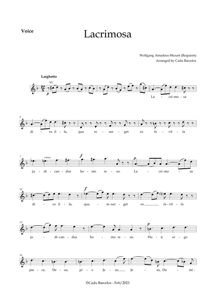 Lacrimosa - Soprano (No chords) Mozart image number null