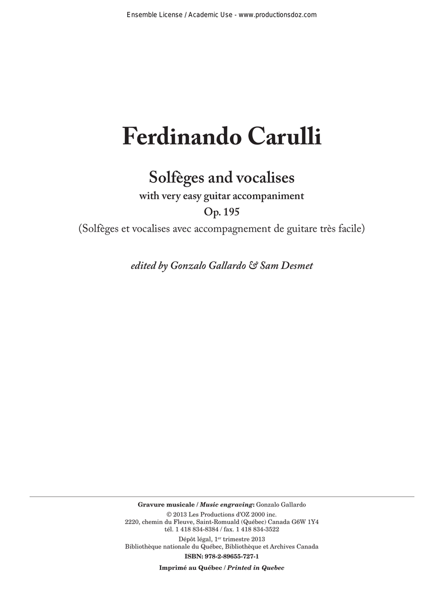 Solfèges and vocalises Classical Guitar scores gallery preview page 1