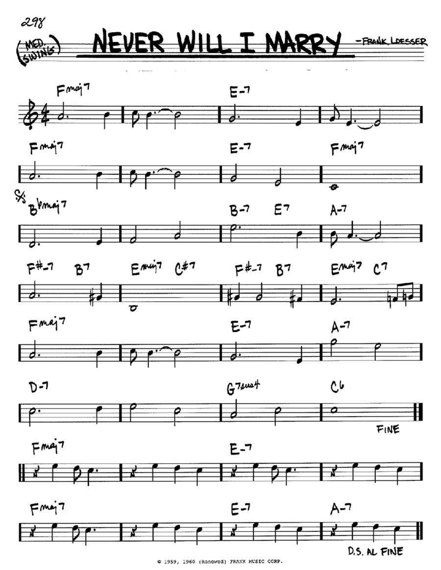 Never Will I Marry B-Flat Instrument scores gallery preview page 1