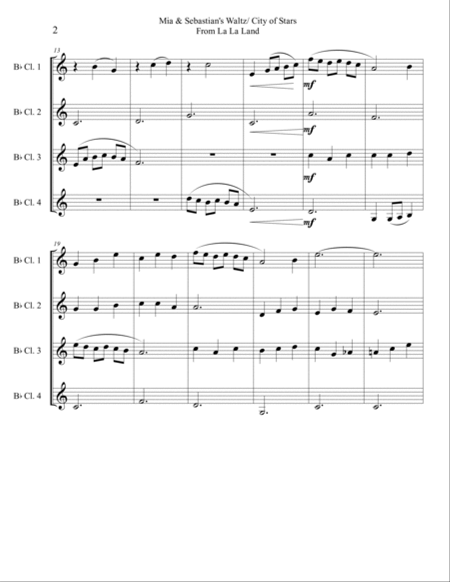 City Of Stars Clarinet Quartet scores gallery preview page 2