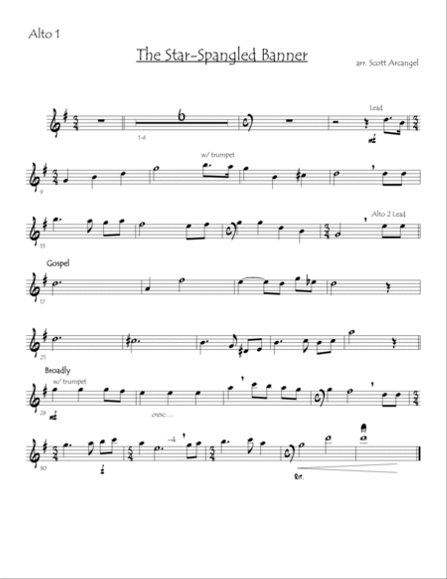 The Star Spangled Banner (digital print) Jazz Ensemble scores gallery preview page 6