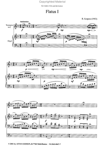 Flatus I (1998) for Trumpet in C and Organ
