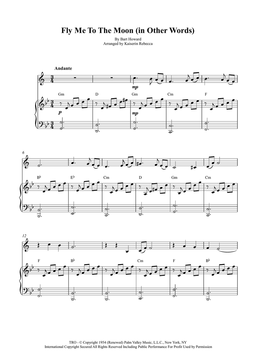 Fly Me To The Moon (in Other Words) Clarinet Solo scores gallery preview page 1