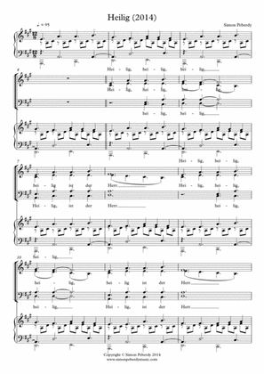 Heilig 2014 in A for SATB, piano and flutes (optional) by Simon Peberdy