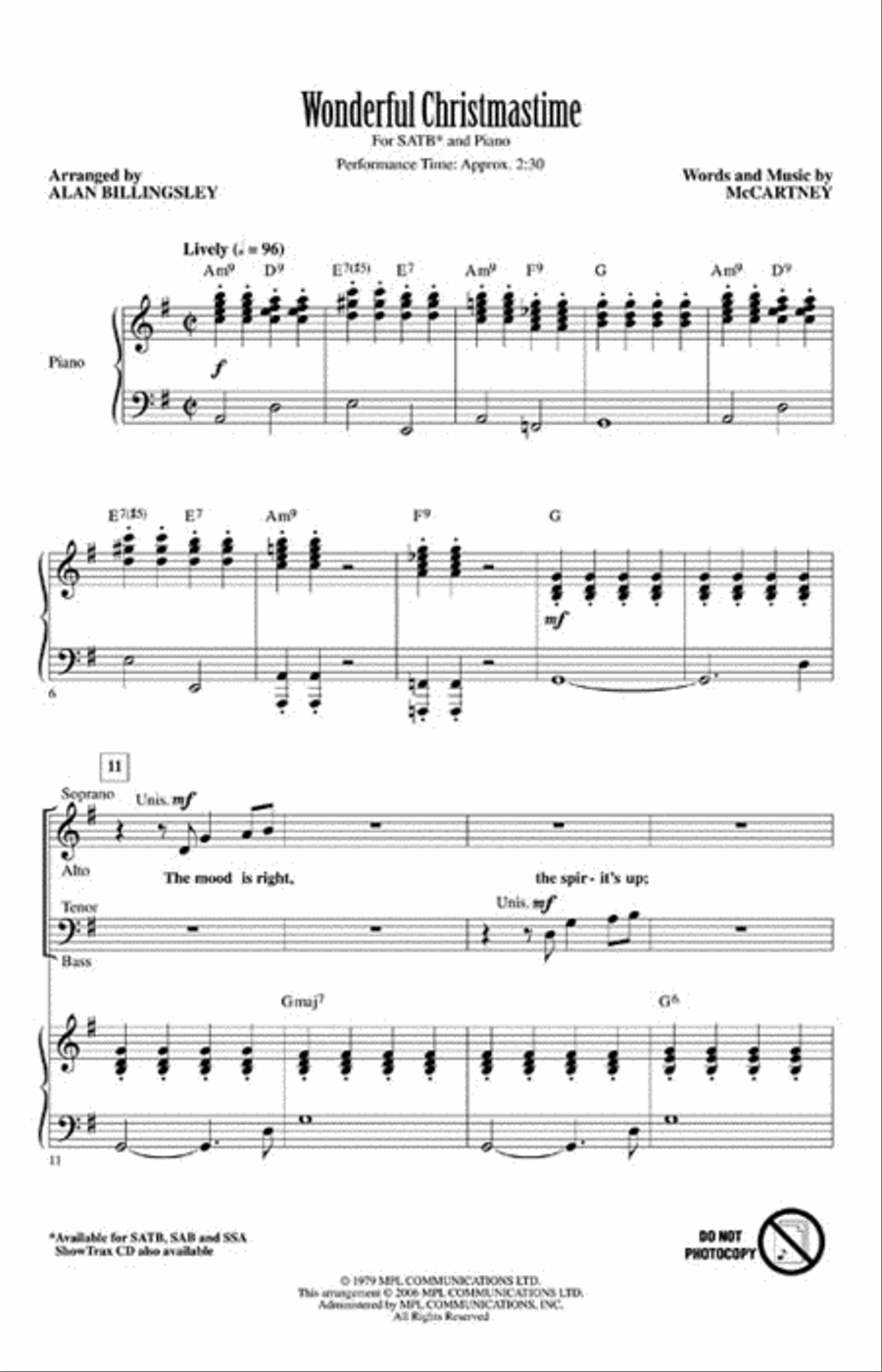 Wonderful Christmastime 4-Part scores gallery preview page 2
