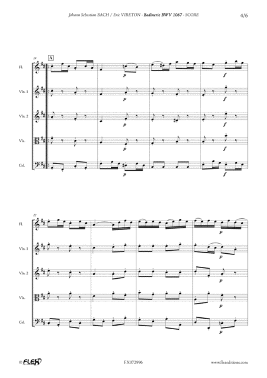Badinerie BWV 1067 Flute scores gallery preview page 4