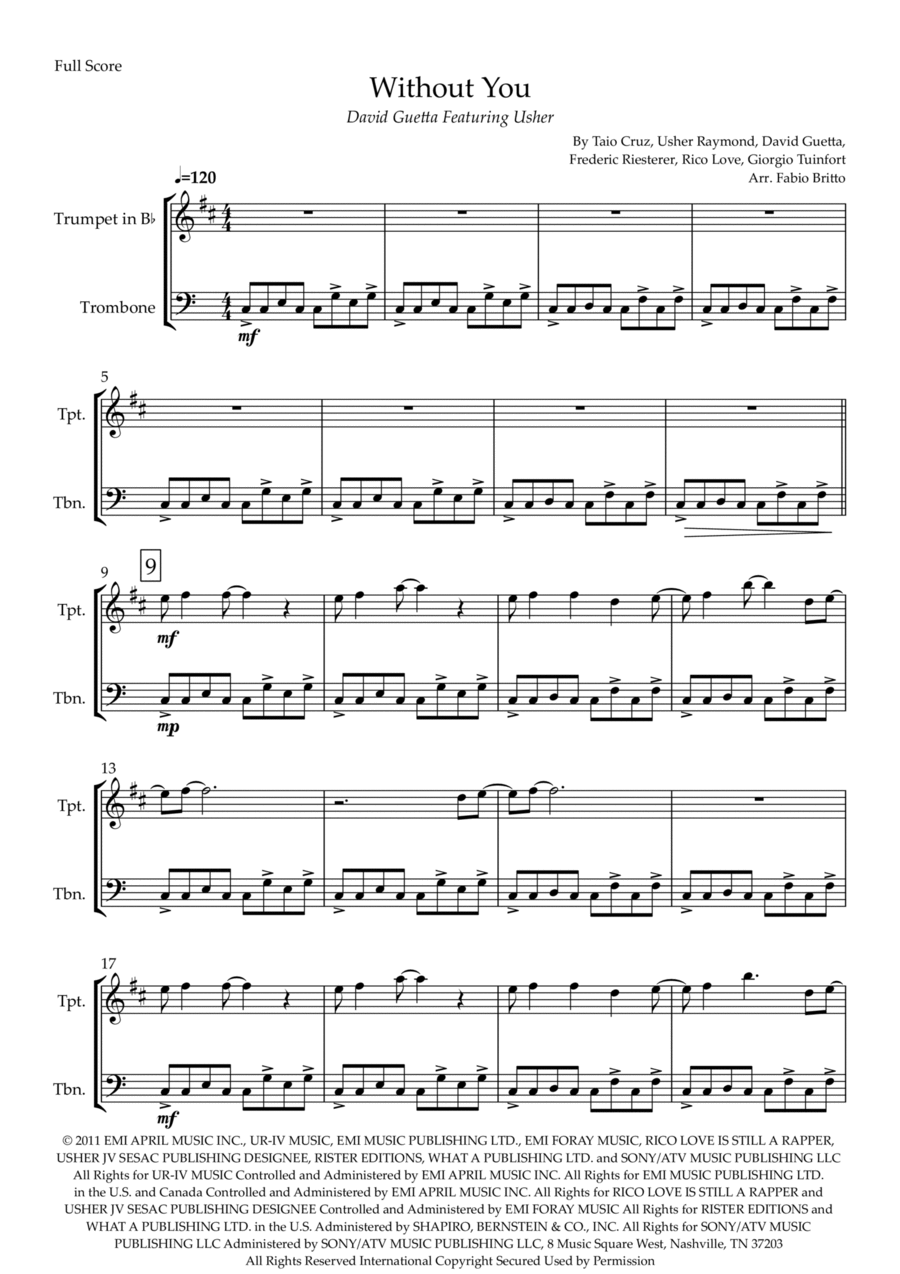 Without You Brass Duet scores gallery preview page 1