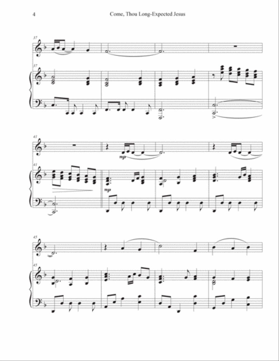Come, Thou Long-Expected Jesus (Oboe-Piano) Piano scores gallery preview page 4
