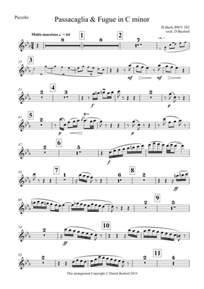 Passacaglia & Fugue in C minor BWV 582 arr. for Concert Band - PARTS