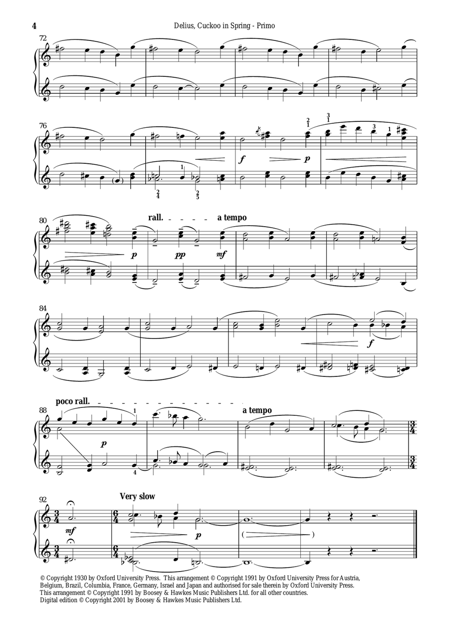 On Hearing The First Cuckoo In Spring Piano Duet scores gallery preview page 4