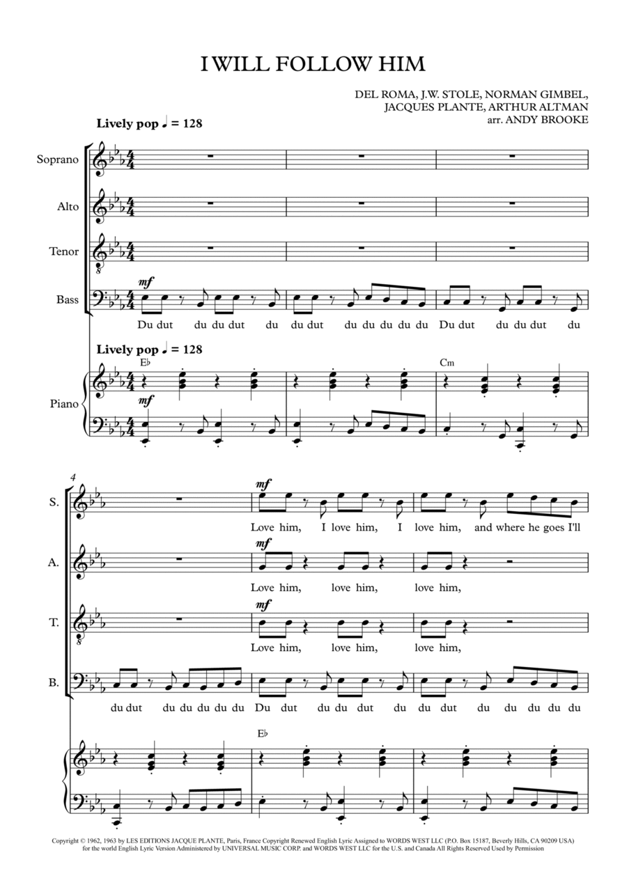 I Will Follow Him (i Will Follow You) 4-Part scores gallery preview page 1