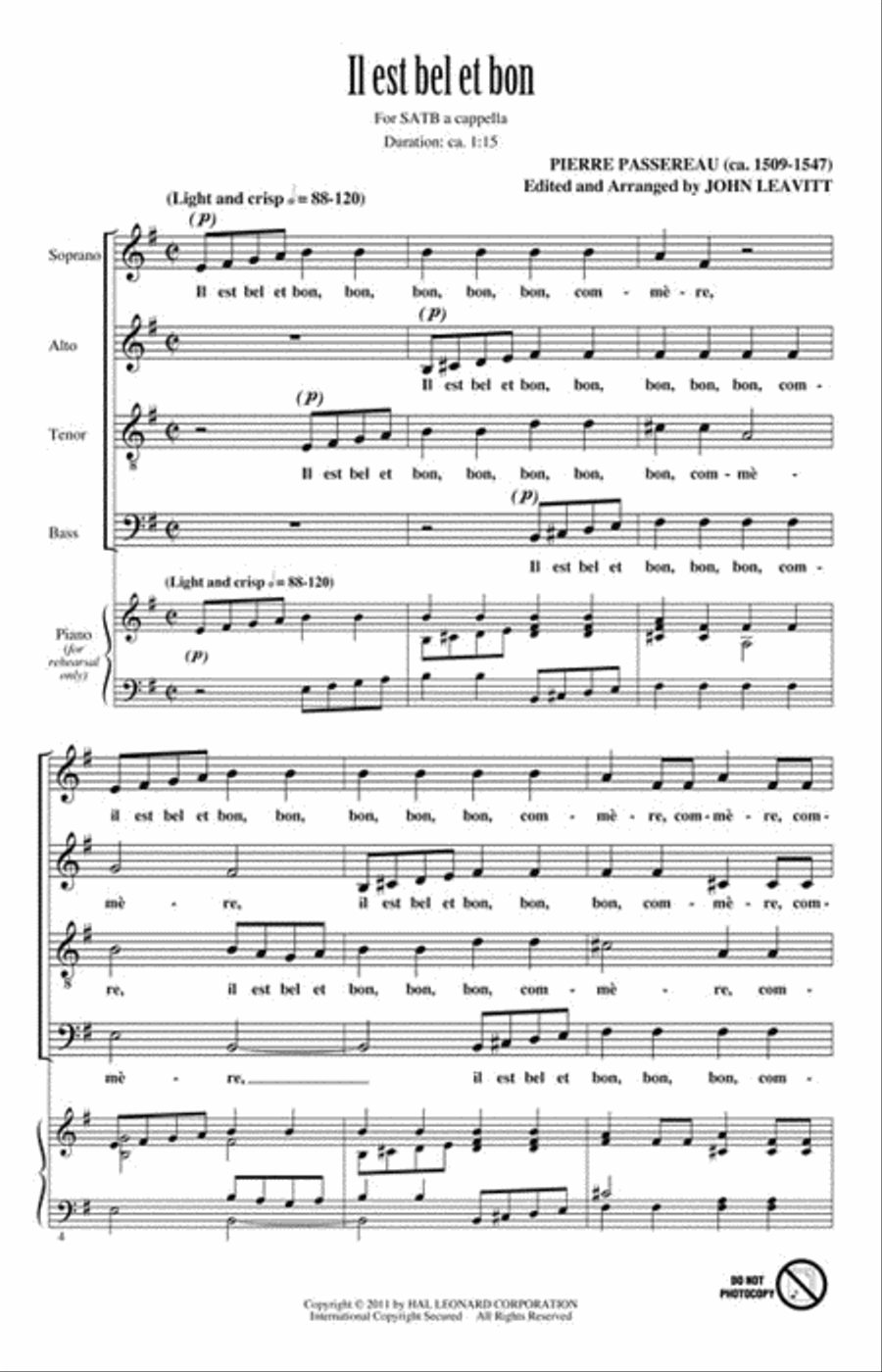 Il Est Bel et Bon 4-Part scores gallery preview page 2