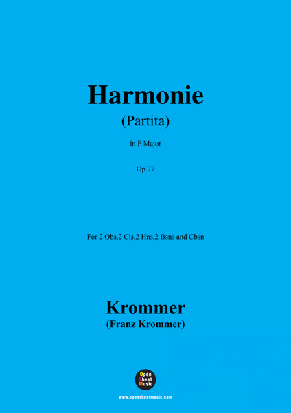 F. Krommer-Harmonie(Partita) in F Major,Op.77,for 2 Obs,2 Cls,2 Hns,2 Bsns and Cbsn image number null