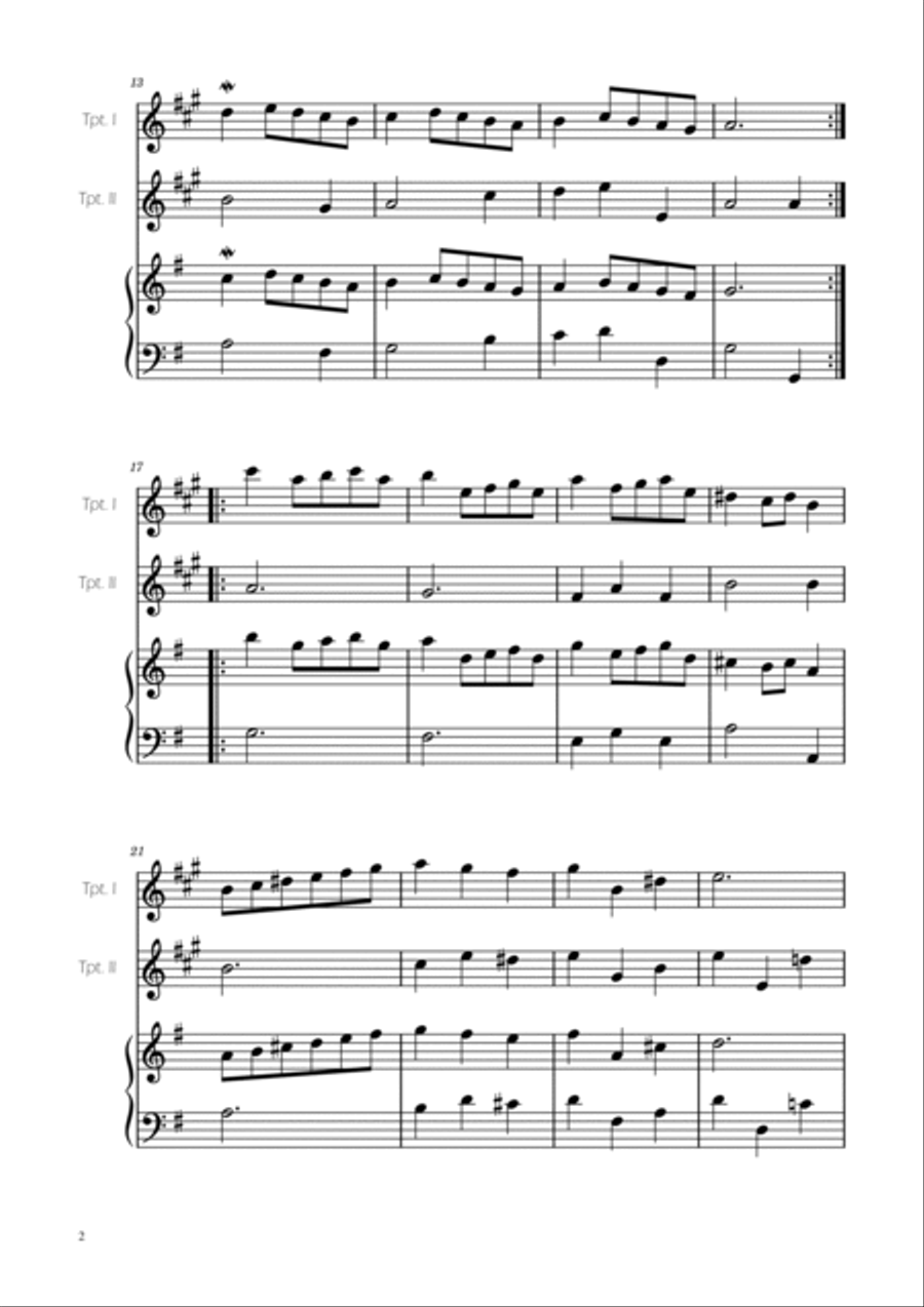 Minuet in G major BWV Anh. 114 - Bach - Trumpet Duet w/ Piano Minuet in G major BWV Anh. 114 - Bach - Trumpet Duet w/ Piano Trumpet Duet scores gallery preview page 2