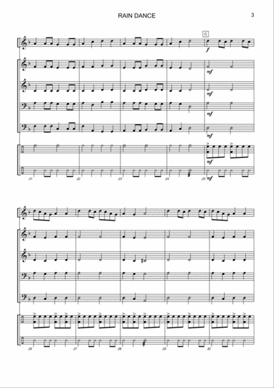 Rain Dance Rain Dance Fanfare Band scores gallery preview page 5