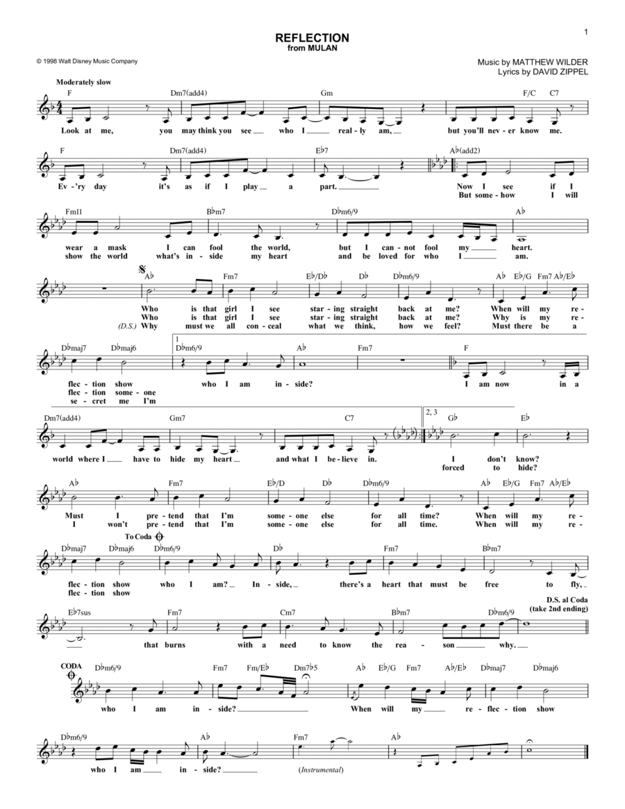 Reflection (Pop Version) (from Mulan) Guitar scores gallery preview page 1
