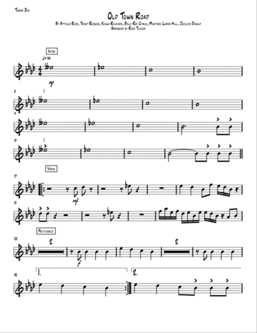 Old Town Road (remix) Large Ensemble scores gallery preview page 3