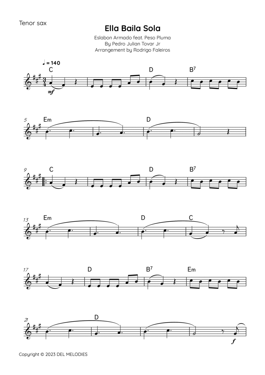 Ella Baila Sola Tenor Saxophone scores gallery preview page 1