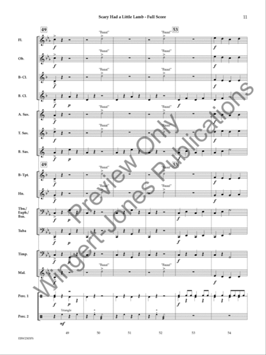 Scary Had a Little Lamb (Score) Concert Band scores gallery preview page 12