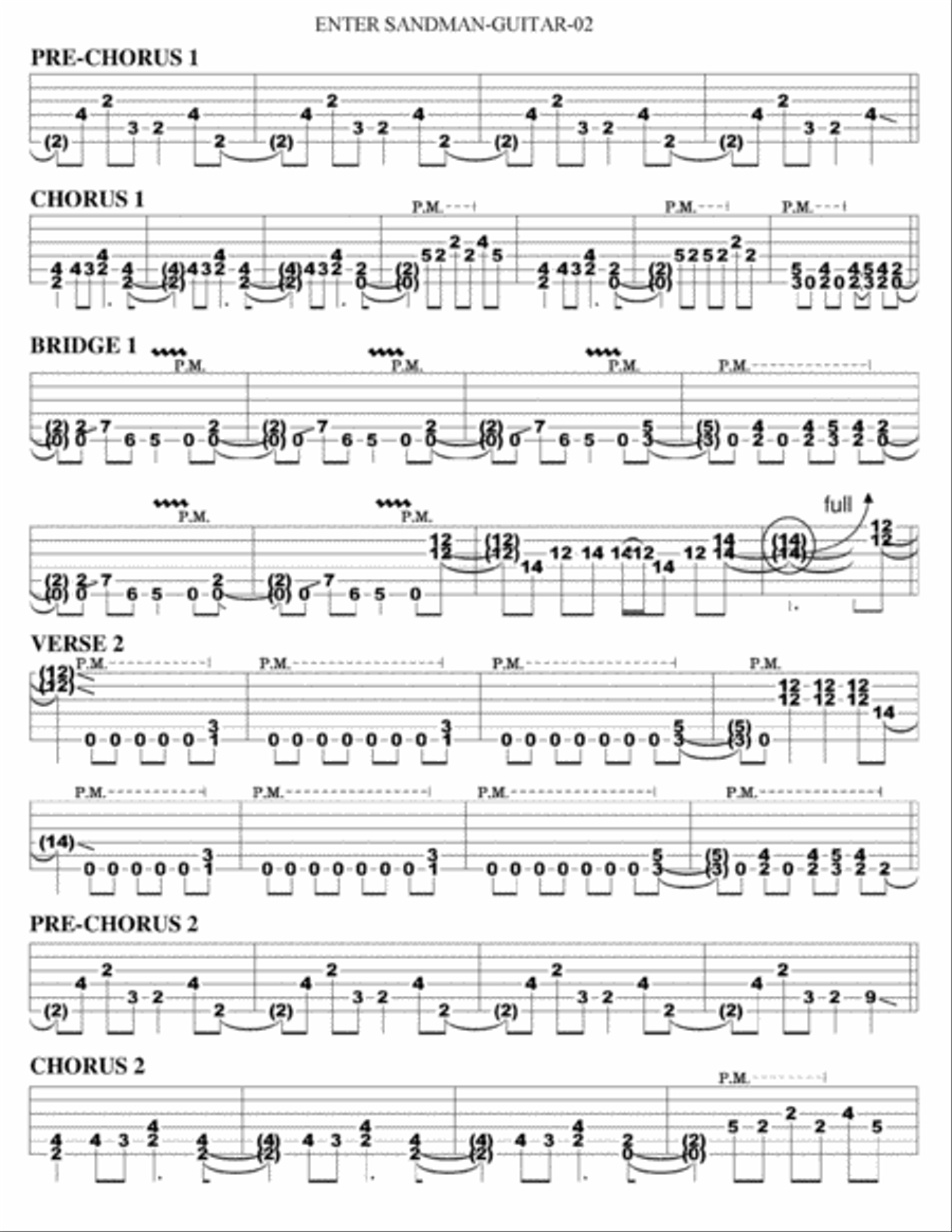 Enter Sandman Electric Guitar scores gallery preview page 2