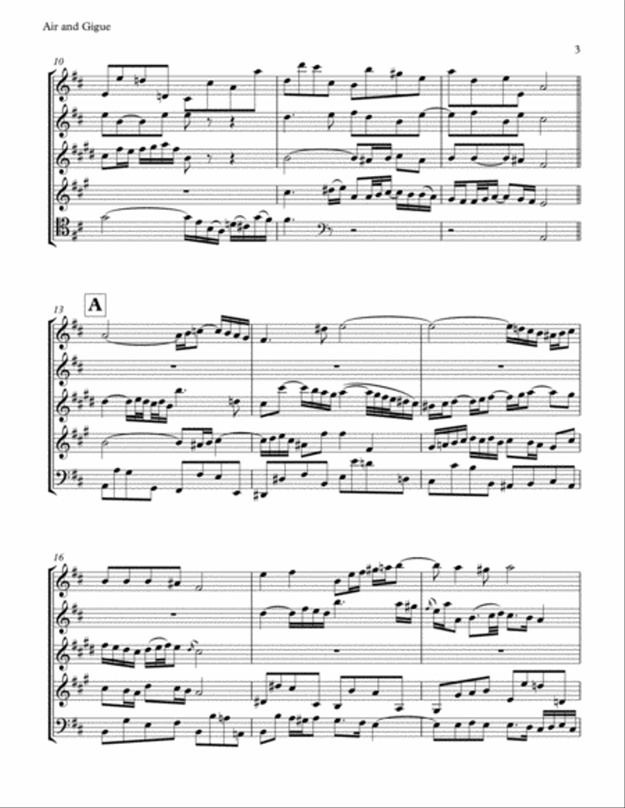 Bach: Air and Gigue from the Orchestral Suite No. 3 in D Major for Woodwind Quintet Small Ensemble scores gallery preview page 3
