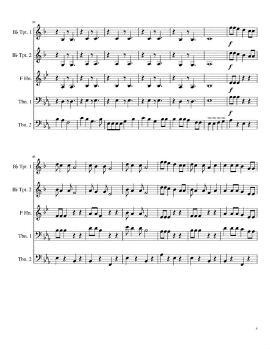 Buffalo Gals for Brass Quartet with optional horn Brass Quartet scores gallery preview page 5
