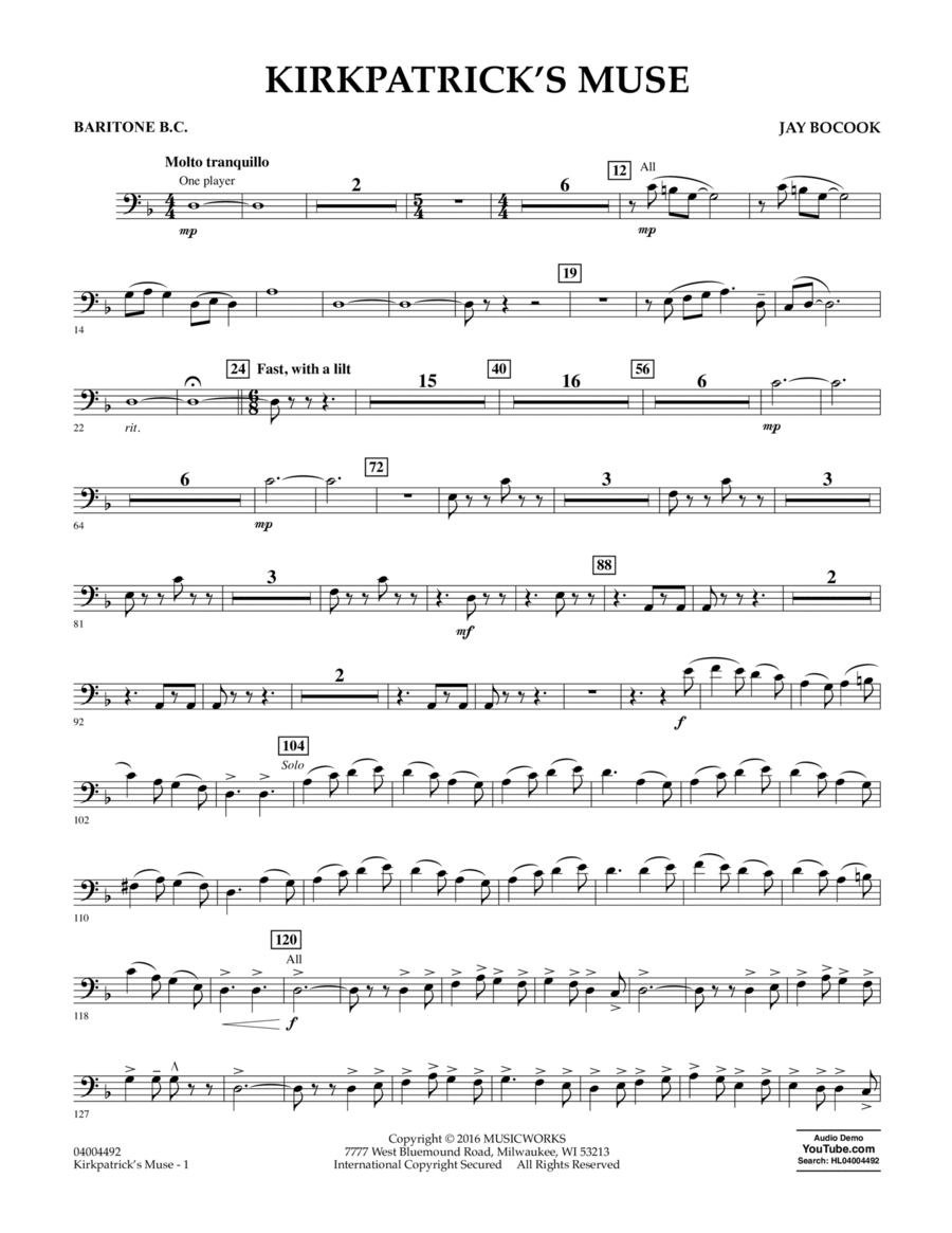 Kirkpatrick's Muse - Baritone B.C. Baritone Horn BC scores gallery preview page 1