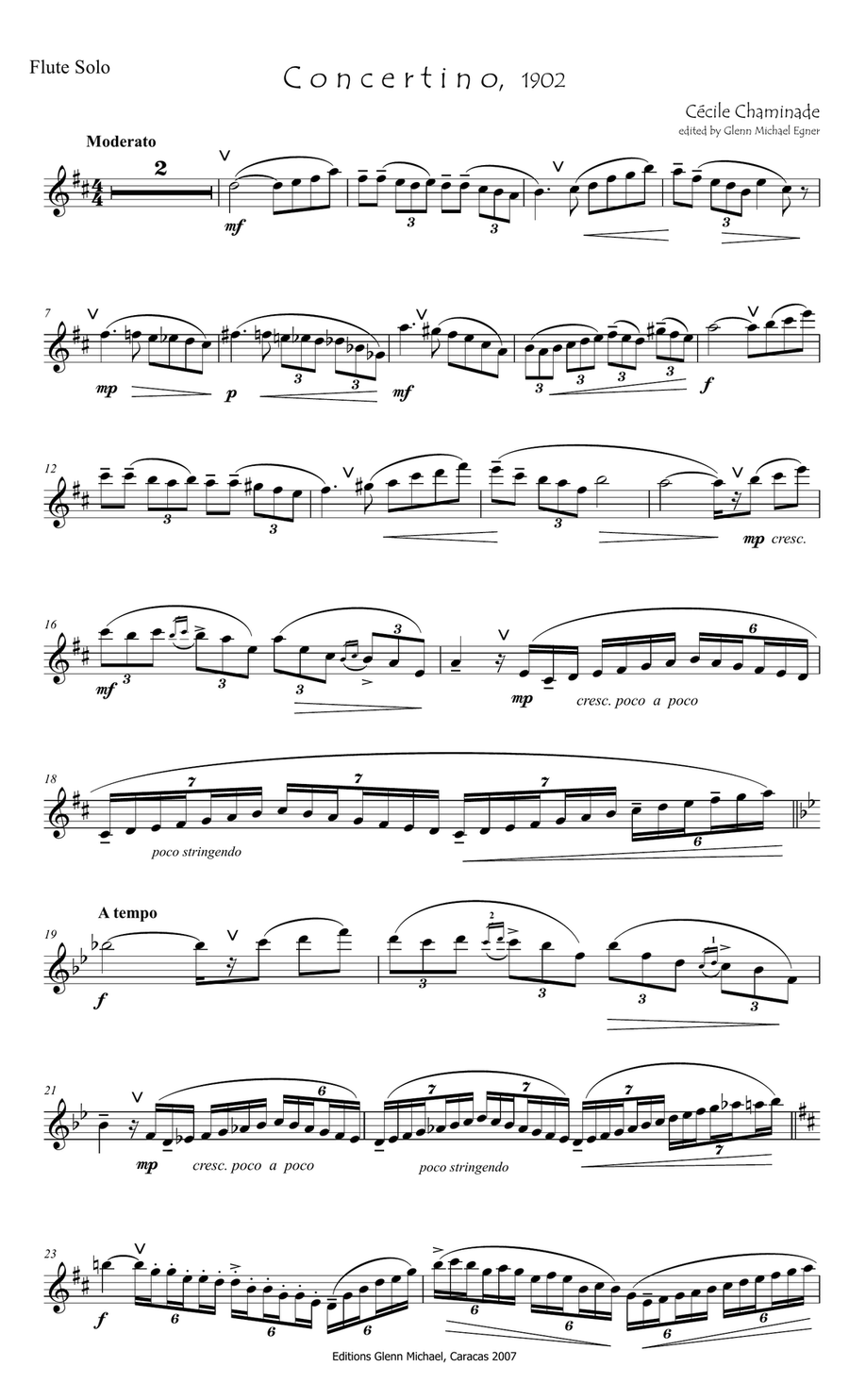 Chaminade, Concertino for Solo Flute Chaminade, Concertino for Solo Flute Chamber Orchestra scores gallery preview page 2