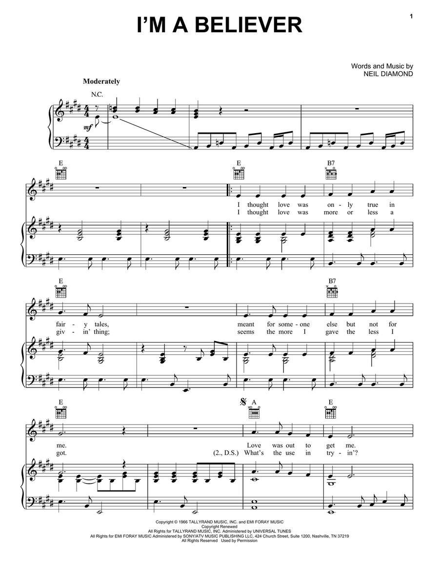 I'm A Believer Acoustic Guitar scores gallery preview page 1