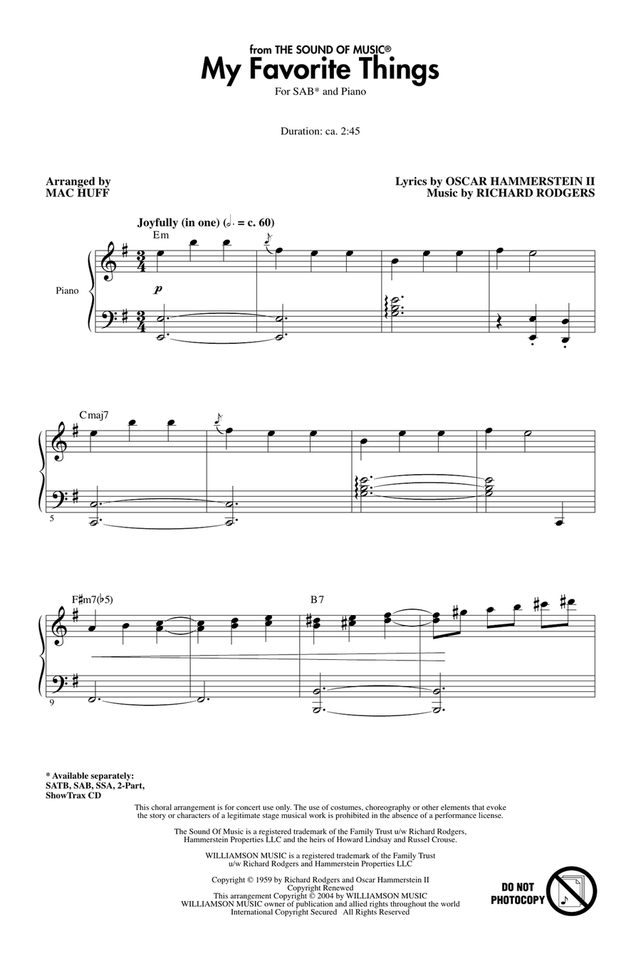 My Favorite Things (from The Sound Of Music) 3-Part scores gallery preview page 1