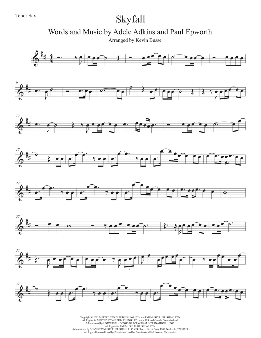 Skyfall Tenor Saxophone scores gallery preview page 1