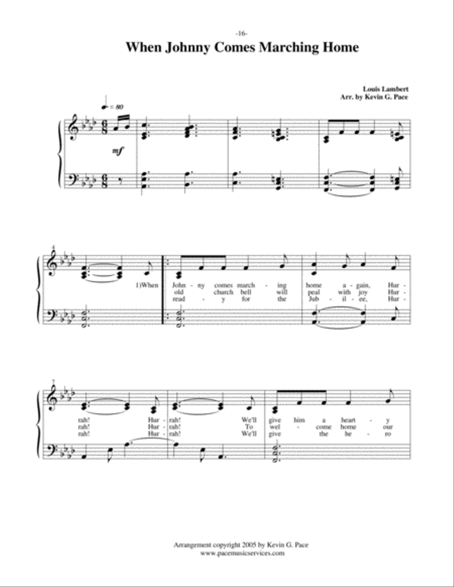 When Johnny Comes Marching Home - Patriotic song Unison Choir scores gallery preview page 2