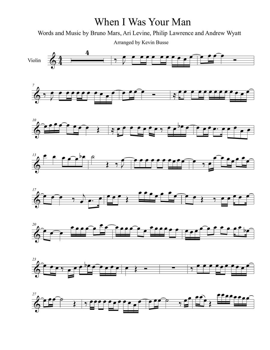 When I Was Your Man Violin Solo scores gallery preview page 1
