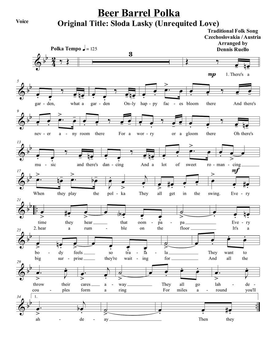 Beer Barrel Polka ( Roll Out The Barrel ) - German Band with Optional Vocal - Oktoberfest Large Ensemble scores gallery preview page 6