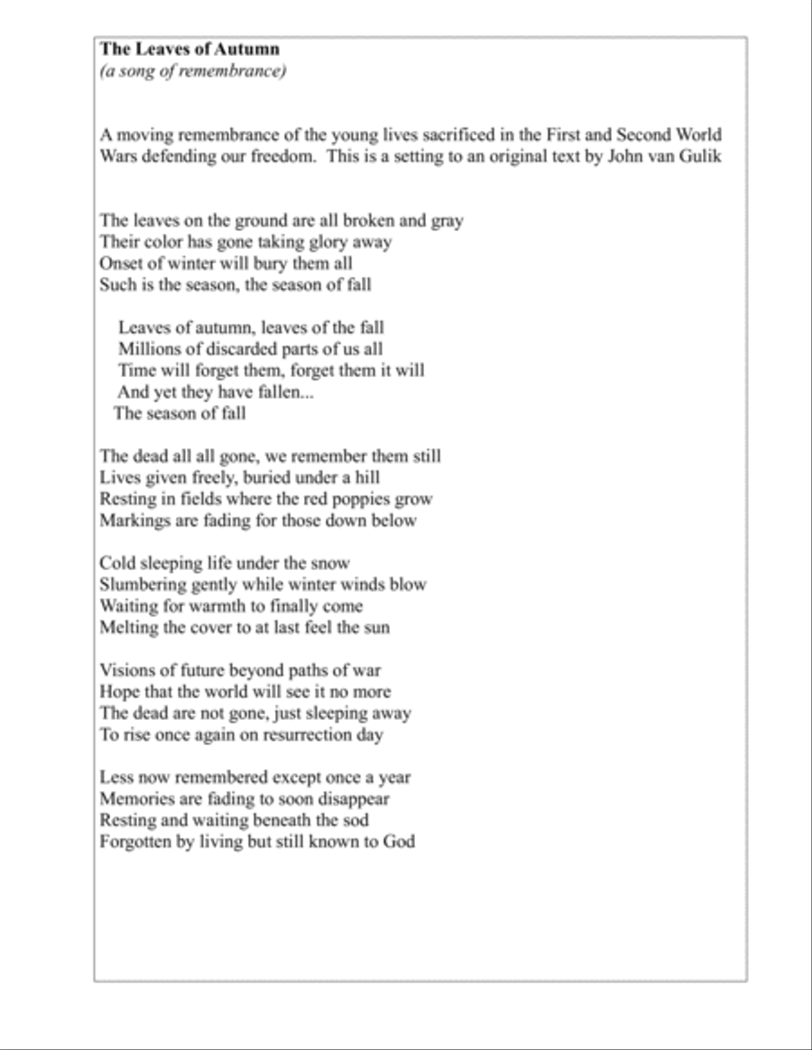 The Leaves of Autumn - for SATB choir 4-Part scores gallery preview page 2