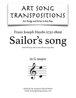 Book cover for HAYDN: Sailor's Song (transposed to G major)