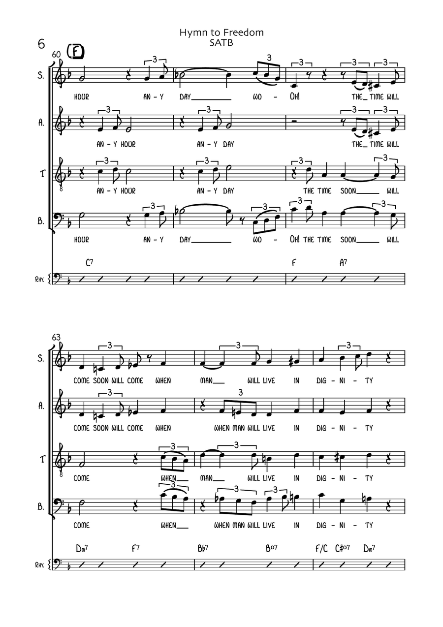 Hymn To Freedom 4-Part scores gallery preview page 6