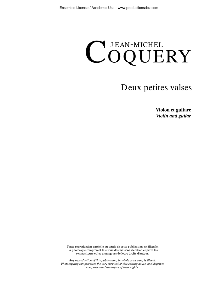 Deux petites valses Deux petites valses Violin scores gallery preview page 1