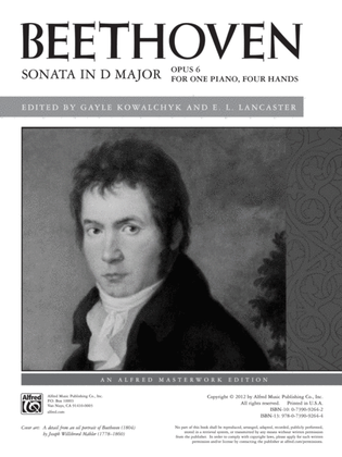 Book cover for Beethoven: Sonata in D Major, Opus 6 - Piano Duet (1 Piano, 4 Hands)