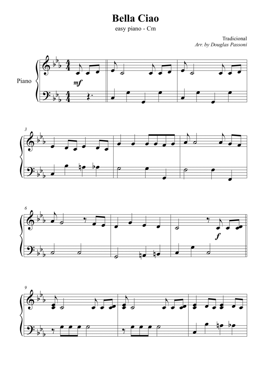 Bella Ciao Easy Piano scores gallery preview page 1