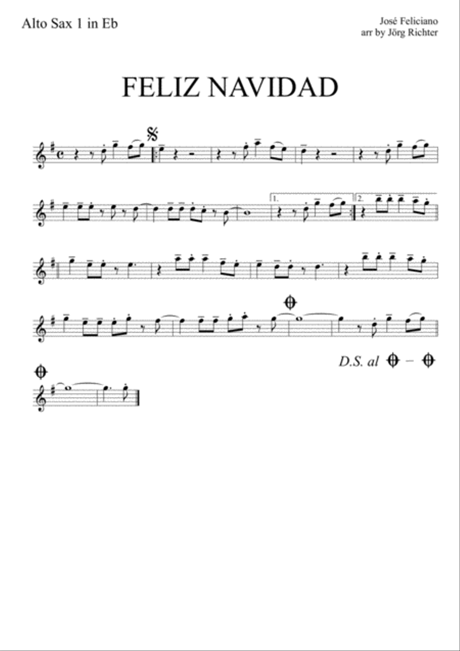 Feliz Navidad Saxophone Quartet scores gallery preview page 4