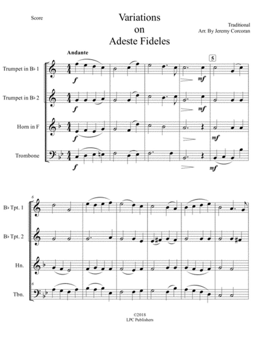 Variations on Adeste Fideles for Brass Quartet image number null