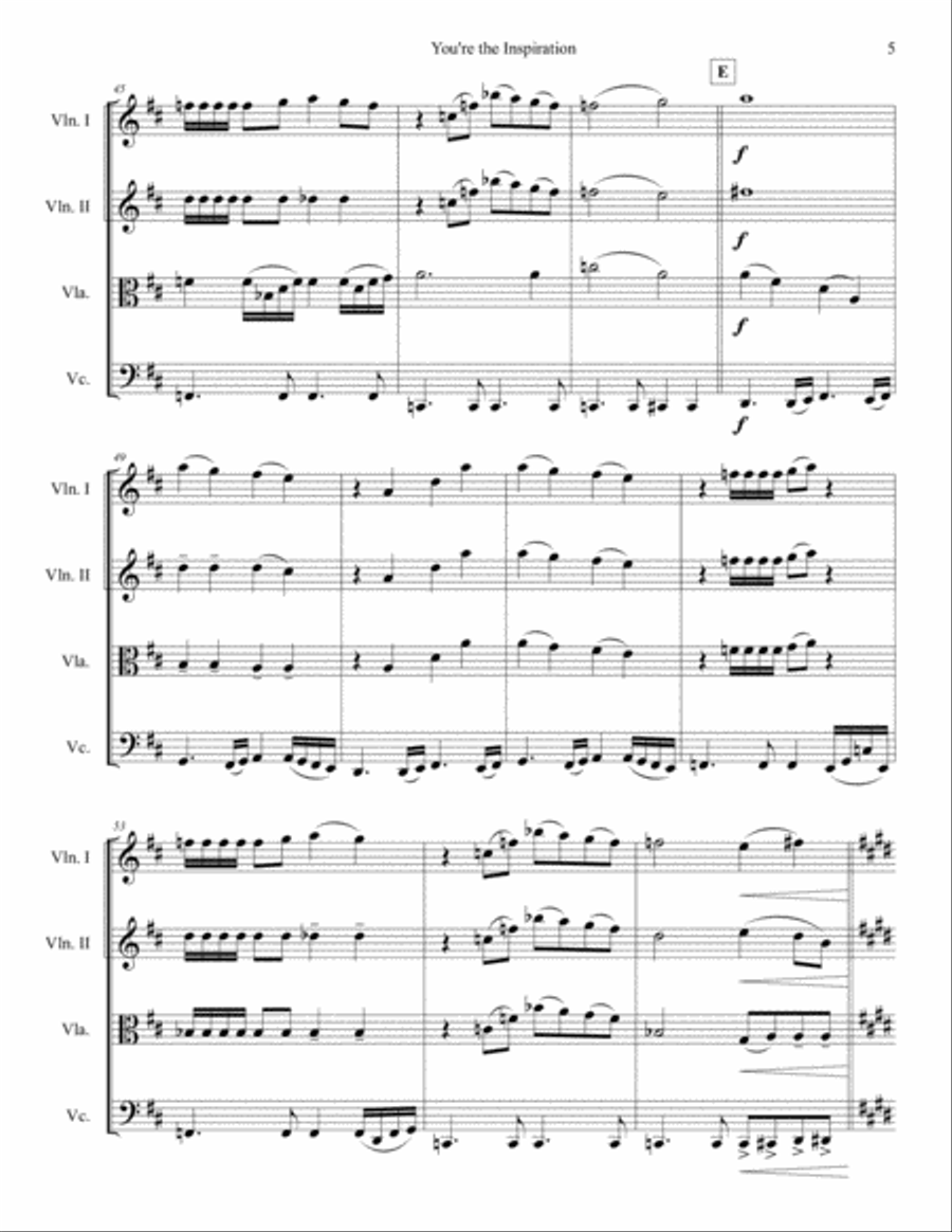 You're The Inspiration You're The Inspiration String Quartet scores gallery preview page 5