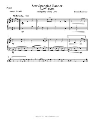THE STAR SPANGLED BANNER, National Anthem, for easy Solo Piano