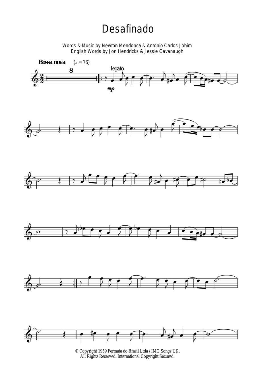 Desafinado (Slightly Out Of Tune) Alto Saxophone scores gallery preview page 1